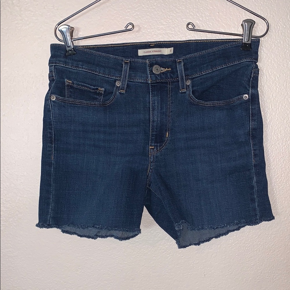 Levi's Classic Straight Blue Denim Jean Shorts Cut Off Woman’s 4